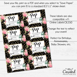 Mini Champagne Label, Editable Wine Label, Small DIY Wine Label, DIY ...