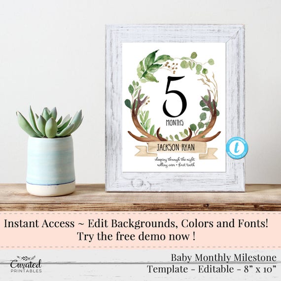 baby boy monthly milestone monthly milestone template etsy monthly baby photo template