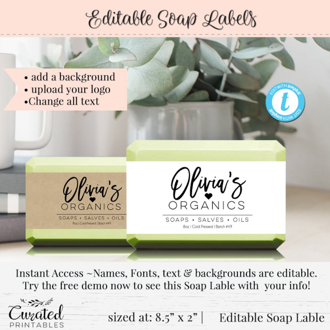 Soap Label, Editable Label, Bath Product Label, DIY Ingredient Label ...
