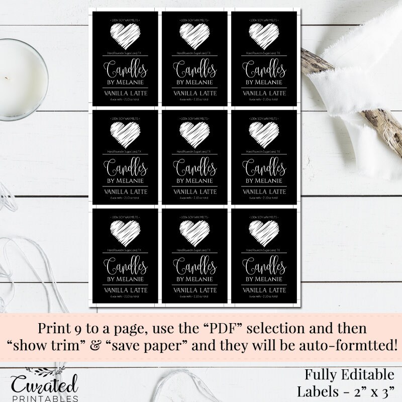 Wax Melts Label Editable Label DIY Product Label DIY Etsy