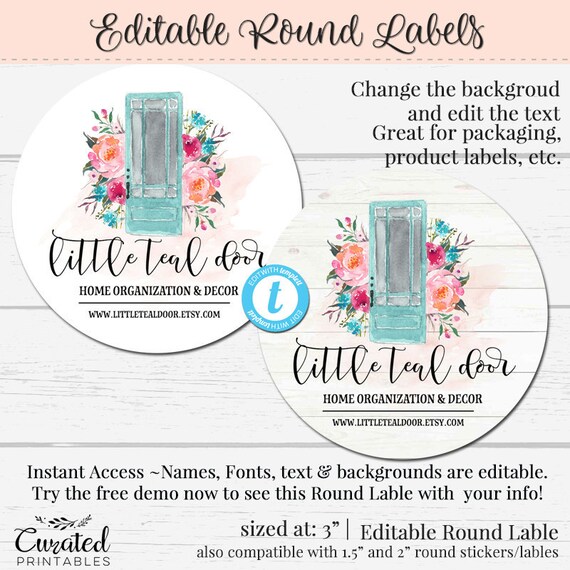 Round Sticker Editable Label 3 Inch Round Label Label DIY | Etsy