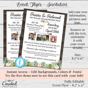 Flyer de evento, Flyer personalizado, Flyer de fornecedor, Convite para fornecedores, Modelo faça você mesmo, Marketing empresarial, Flyers de fornecedor editáveis, Cacto rústico