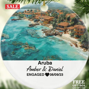 Custom Aruba Christmas Ornament, Divi-Divi Trees, Arikok National Park, Personalized Couple Gift, Celebrate Wedding, Engagement, Honeymoon