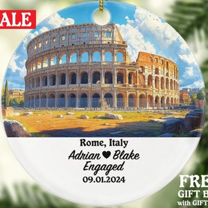 Rome Christmas Ornament Personalized - Italy Engaged Married Family Together Couple Travel Honeymoon Engagement Marriage