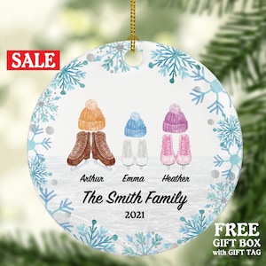Ice Skating Christmas Family Married Engaged Couple Ornament - Figure Skater Personalized Gift Skate Lover Sports Activity Hobby Occupation