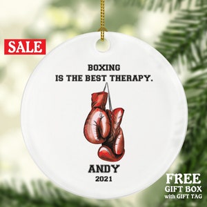 Personalized Boxing Christmas Ornament Boxing Gloves Inspirational Gift Sports Hobby Occupation Boxer Boxing Gamer Player Tree Decoration