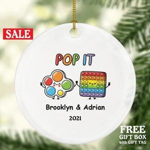 Ornement de jouet Poppit pour 2, jouet pour enfants Pop It Fidget Toy, cadeau de Noël personnalisé, amateur de Poppit - Ornement d&#39;amis ou de couples