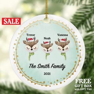 Family With Mask Personalized Ornament - Christmas Gift - 1,  2, 3, 4 Family Ornament