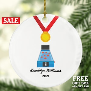 Pinball Christmas Ornament Personalized - Pinball Player Gift Pinball Lovers and Game Players