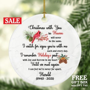 Christmas with You In Heaven, Memorial Ornament, Floating Christmas In Memory of, Remembrance Gift Personalized Custom