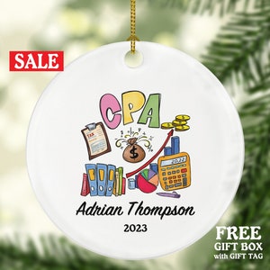 CPA Certified Public Accountant Ornament Personalized - Accounting Christmas Gift for an Accountant Custom Name