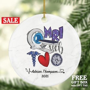 MRI Technologists, Tech Christmas Ornament Personalized - Magnetic Resonance Imaging Scanner MRI Tech Radiologic Scan Health Worker Gift