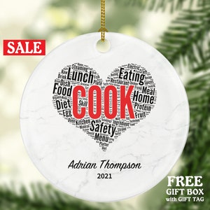 Cook Christmas Ornament Personalized, Custom Cooker Person with Name Gift for Cooking Inspirational