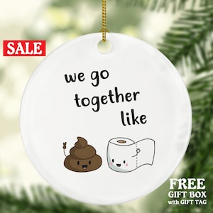 Toilet paper and poop we go together like funny emoji friends wood christmas tree holiday ornament