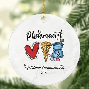 Pharmacist Christmas Ornament Personalized Gift for Pharmacy Worker