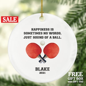 Table Tennis Player Ping Pong Ball Christmas Ornament - Paddles Racket Team Coach Fan Gift Personalized Custom with Name