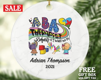 Applied Behavior Analysis ABA Therapist Christmas Ornament Personalized - Behavior Develops Treatment Planner - Autism Therapist Gift