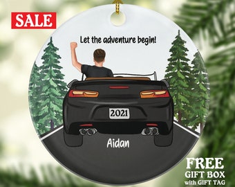 Personalized New Driver Christmas Ornament Boy Male Car Driving Convertible New License Owner Driver&#39;s License Plate Custom Gift For Teenage