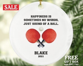Table Tennis Player Ping Pong Ball Christmas Ornament - Paddles Racket Team Coach Fan Gift Personalized Custom with Name