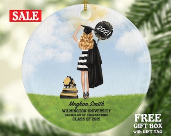 Personalized Graduation Christmas Ornament - Class of Custom Gift for Graduate Masters Bachelor Doctorate College High School Degree