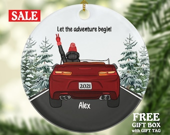 Personalized New Driver Christmas Ornament Girl Female Car Driving Convertible License Owner Driver&#39;s License Plate Custom Gift For Teenage