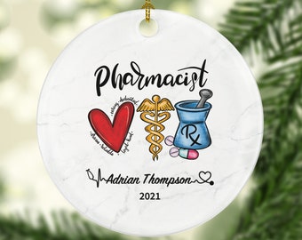 Pharmacist Christmas Ornament Personalized Gift for Pharmacy Worker