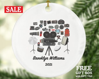 Video Maker Photographer Christmas Ornament Personalized, Content Creator Social Media Influencer Youtuber Vlogger Blogger Movie Maker Gift