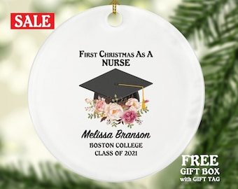 Personalized Graduation Christmas Ornament - Class of Custom Gift for Graduate Masters Bachelor Doctorate College High School Degree Name