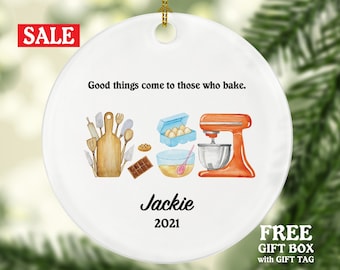 Bakery Personalized Ornament Mixer Egg Baker Pastry Gift for a Chef Custom Name Hand Stand Mixer Cook Cooker Cook Dessert Boss Employee Gift