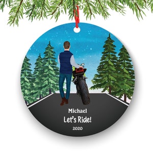 Biker Motorcyclist Personalized Christmas Ornament Motorcycle Rider Boy Male Ride Live Watercolor Dirt bike Motocross Cyclist Cycling Custom