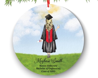 Personalized Graduation Christmas Ornament Class of 2020 2021 Custom Gift for Graduate Masters Bachelor Doctorate College High School Degree