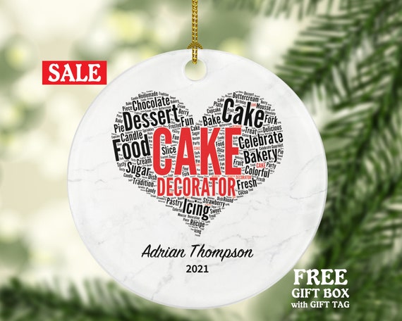 Cake Decorator Christmas Ornament Personalized Bakery Shop - Etsy