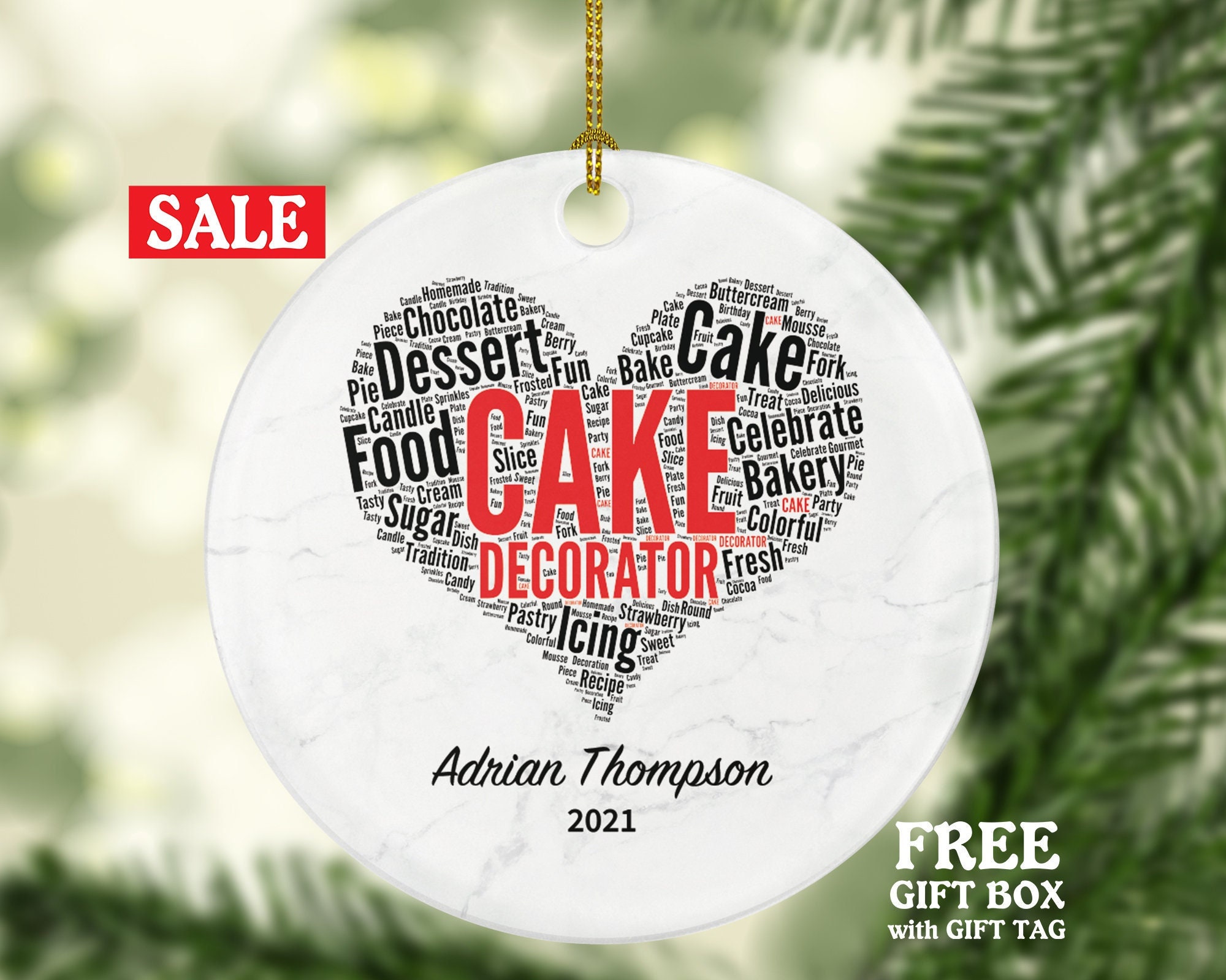 Cake Decorator Christmas Ornament Personalized Bakery Shop - Etsy ...