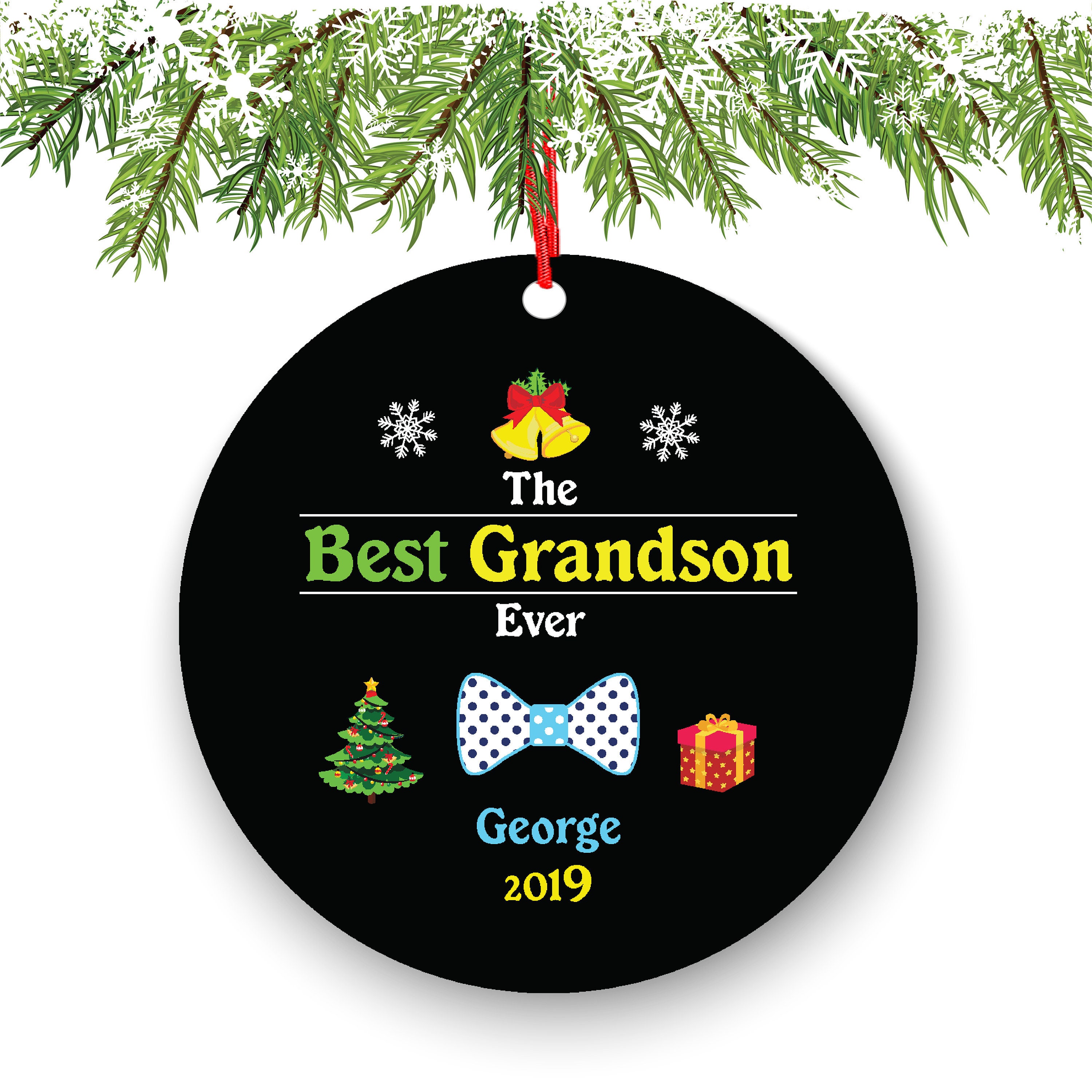 Best Grandson Ever Personalized Christmas Ornament Grandson Etsy