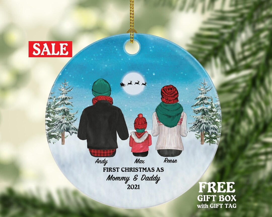 First Christmas as Mommy and Daddy Personalized Ornament New