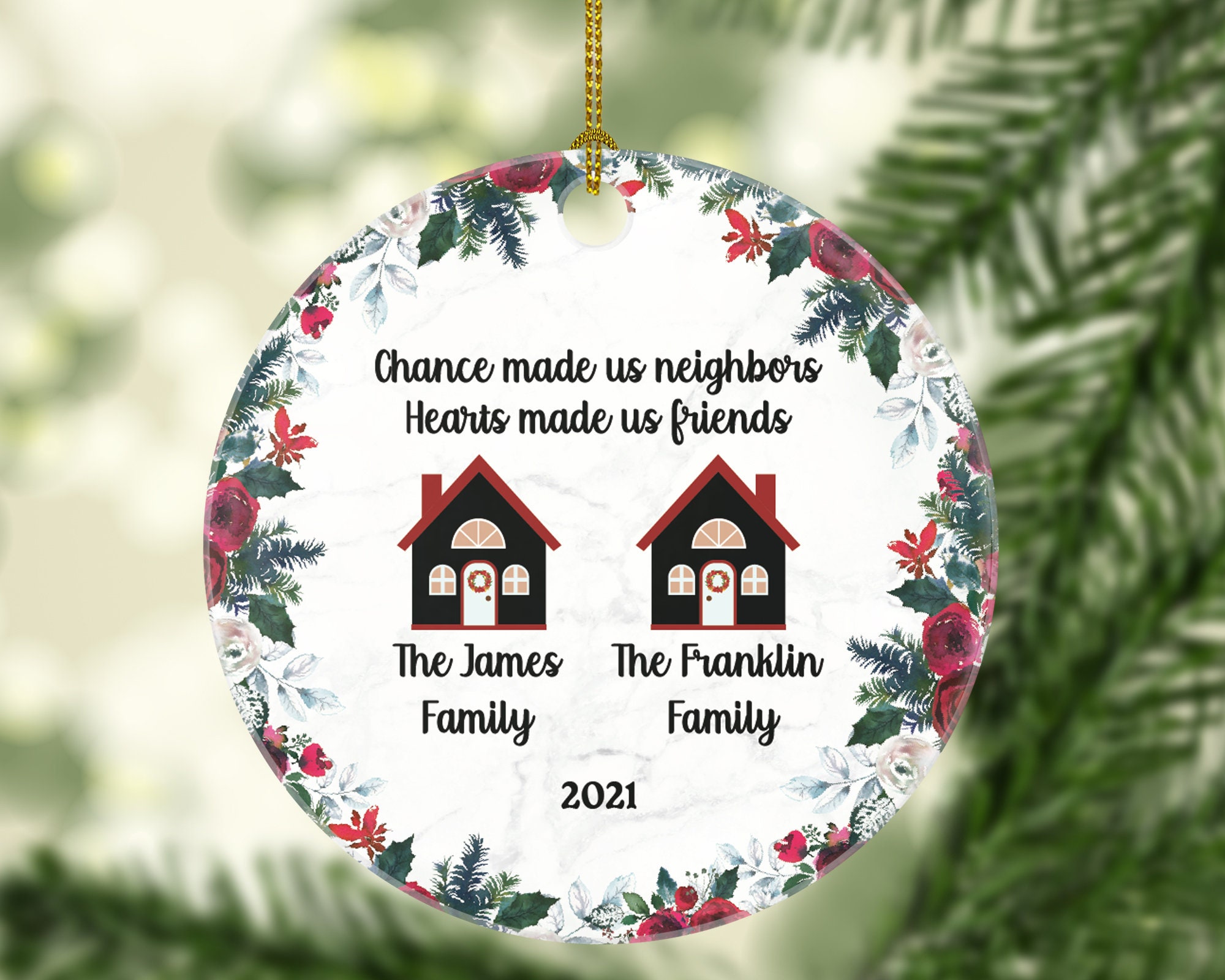 Neighbor Personalized Christmas Ornament Chance Made Us Neighbors New Home  for Thanks Great Neighbor Housewarming Wedding Owner Thank You 