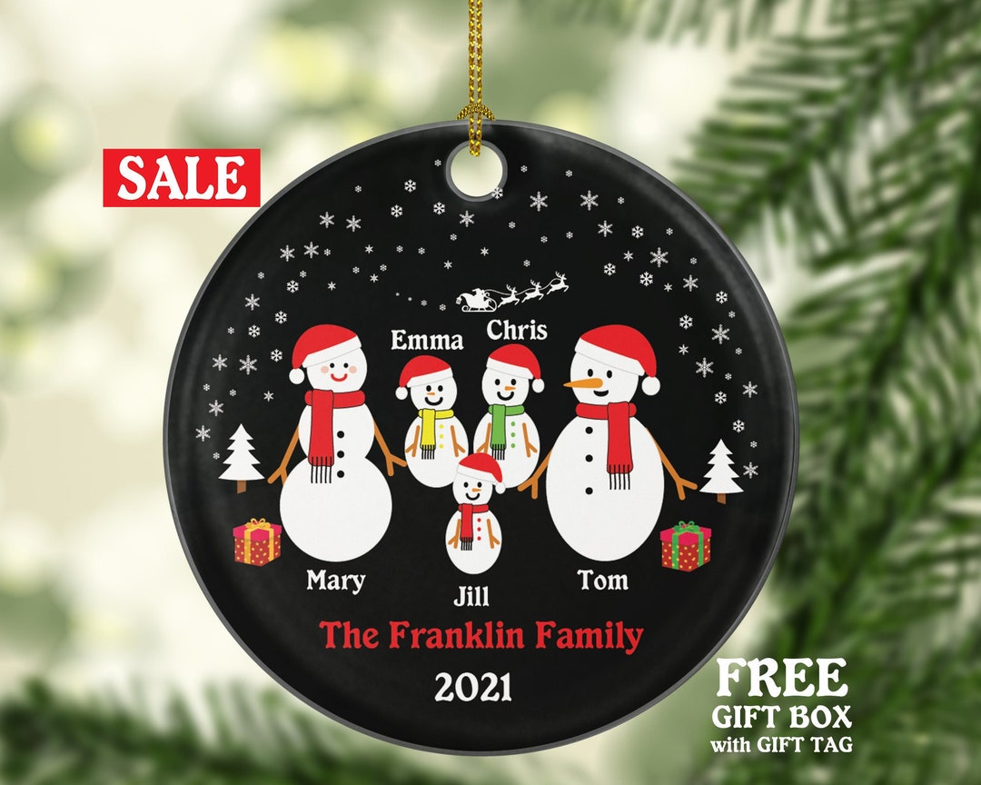Family of 5 Five Personalized Christmas Ornament Snowmen Snowman Kids ...