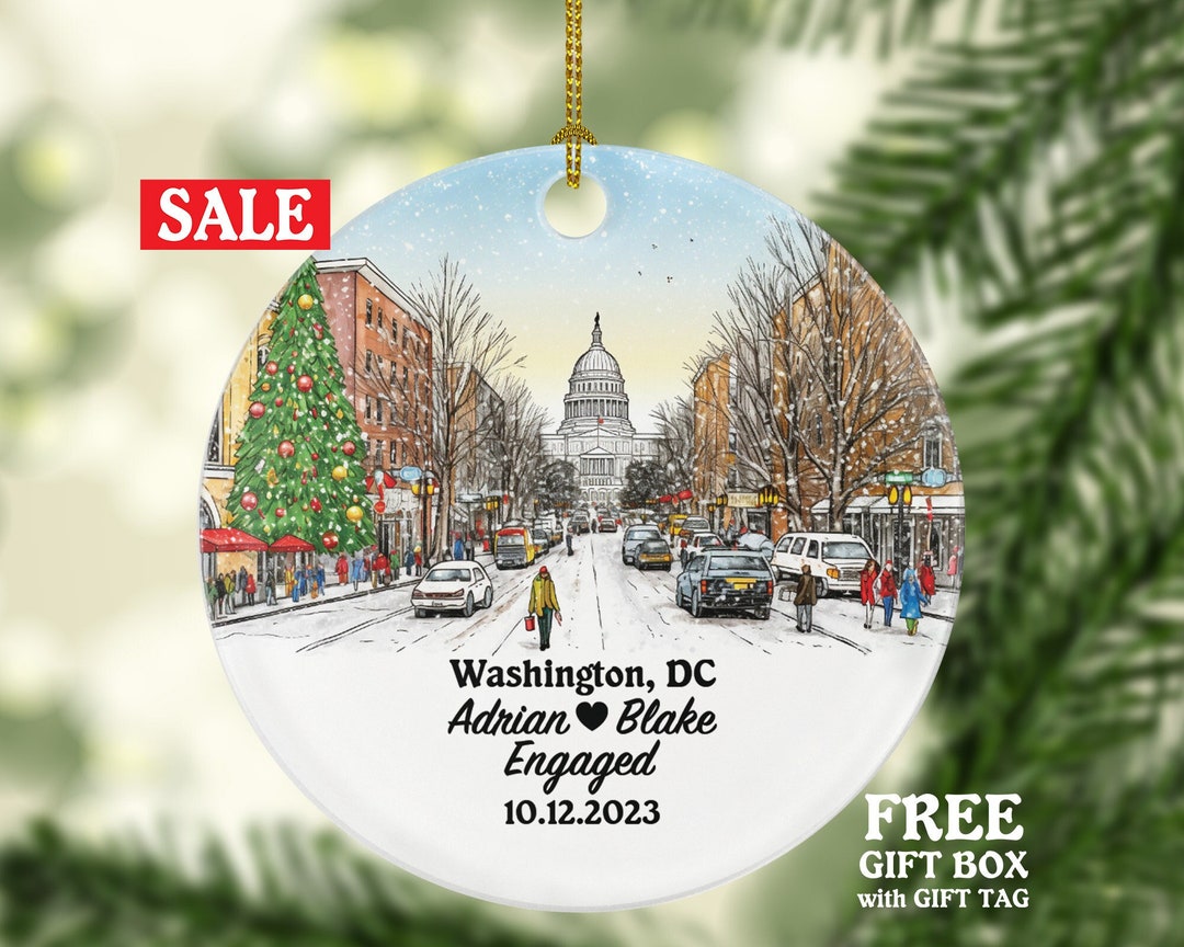 Washington DC Christmas Ornament Personalized Engaged Married Family
