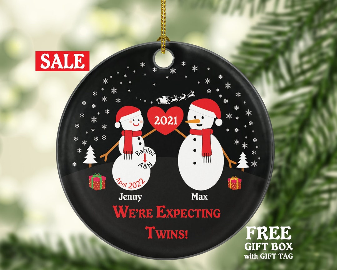 Expecting Twins Personalized Christmas Ornament - Snowman Couple ...