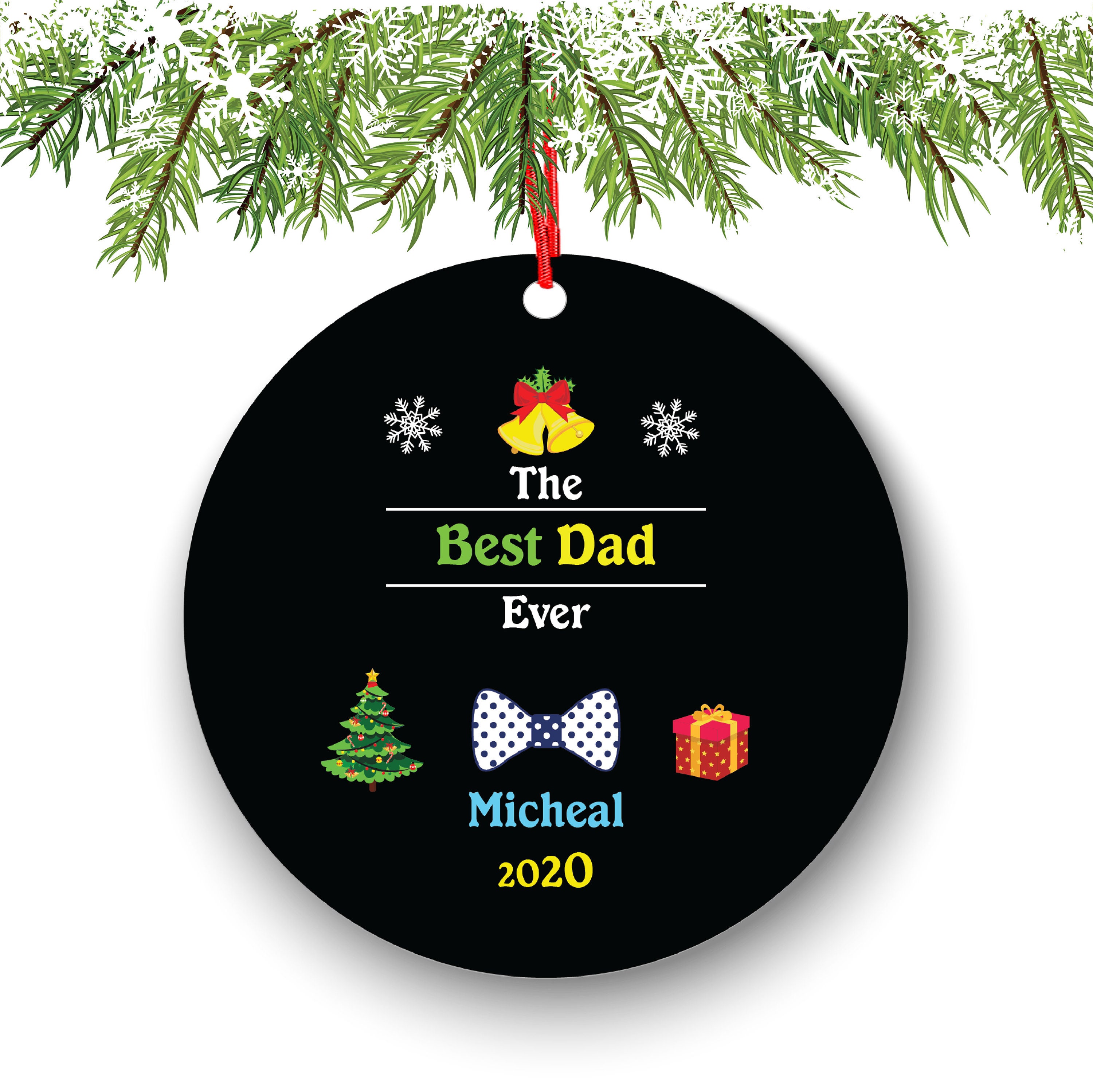Personalized Best Dad Ever Ornament Personalized Christmas Etsy