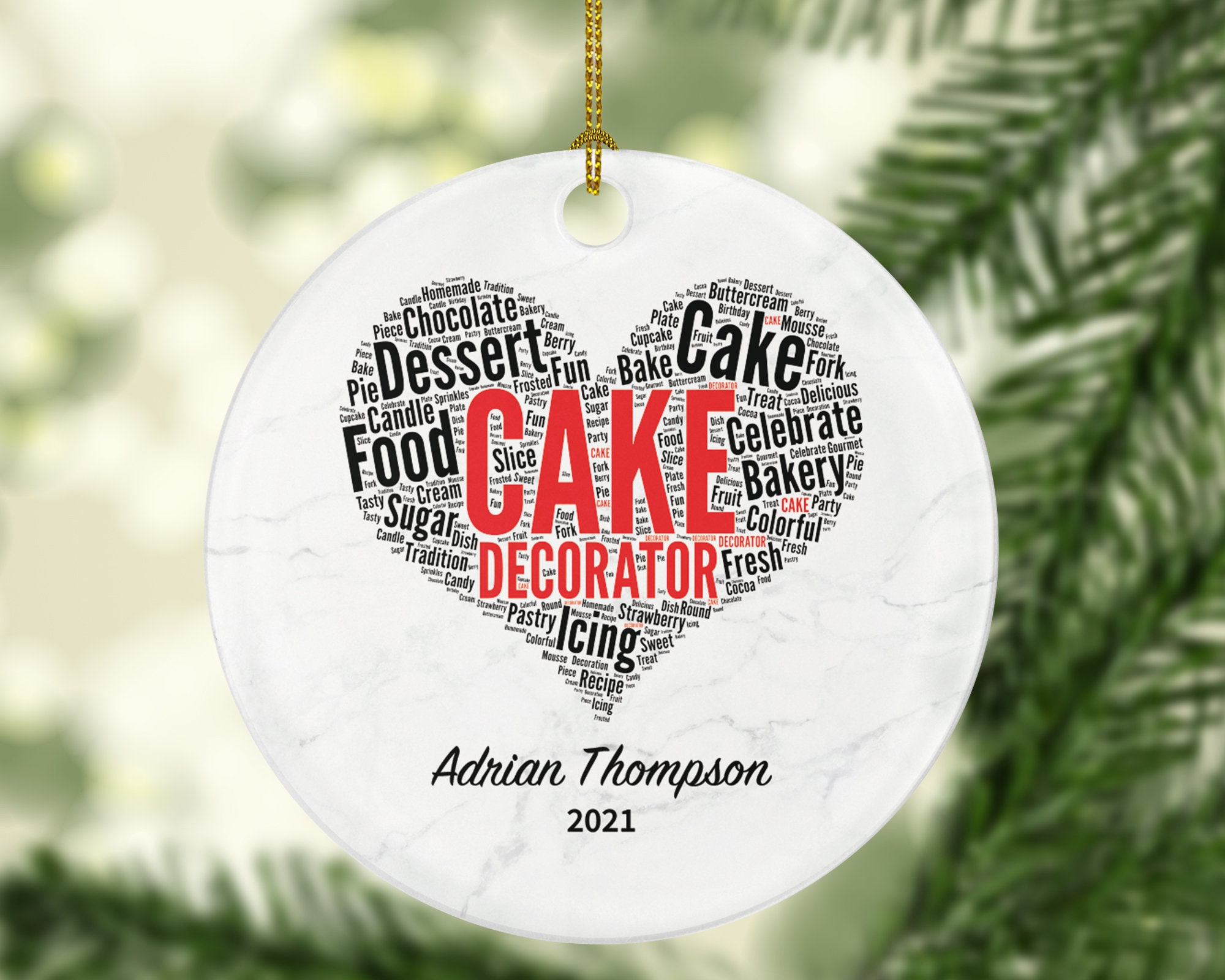 Cake Decorator Christmas Ornament Personalized Bakery Shop - Etsy