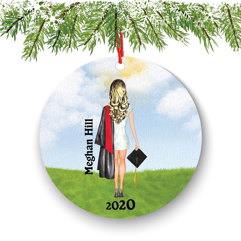 Personalized Graduation Christmas Ornament Class of 2020 2021 Custom Gift for Graduate Masters Bachelor Doctorate College High School Degree