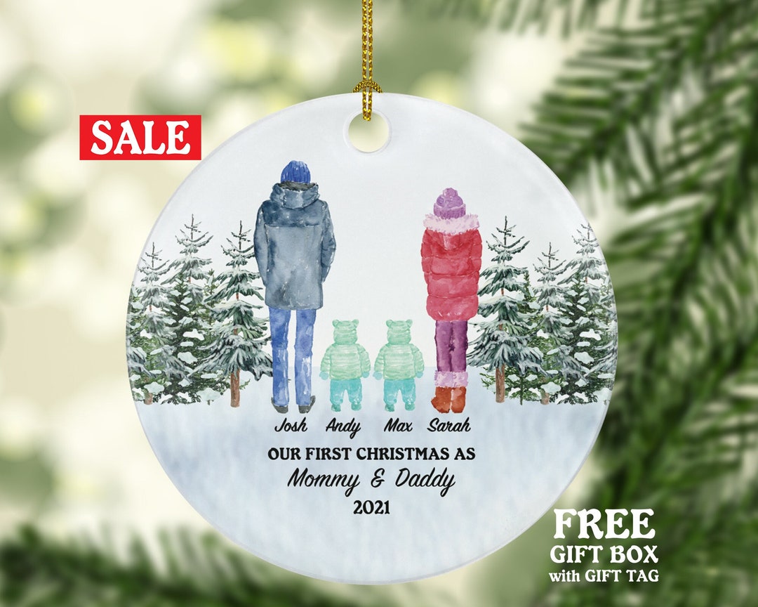 First Christmas as Mommy and Daddy of Twins Ornament New Babies