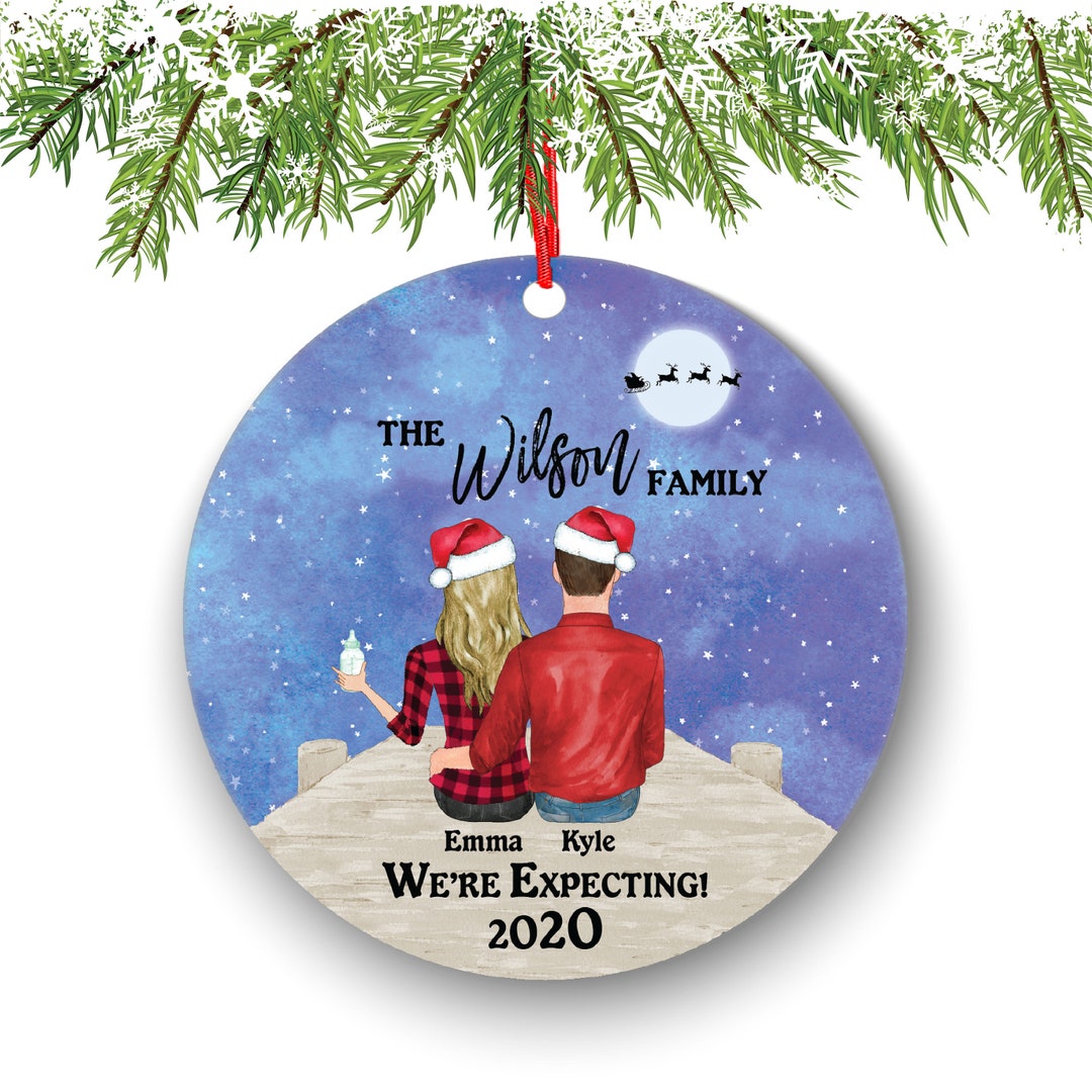 Personalized Expecting Pregnant Family Christmas Ornament With Pet Dog ...