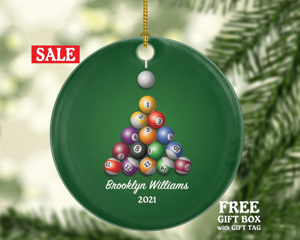 Billiard Game Player Christmas Ornament Personalized Pool Etsy