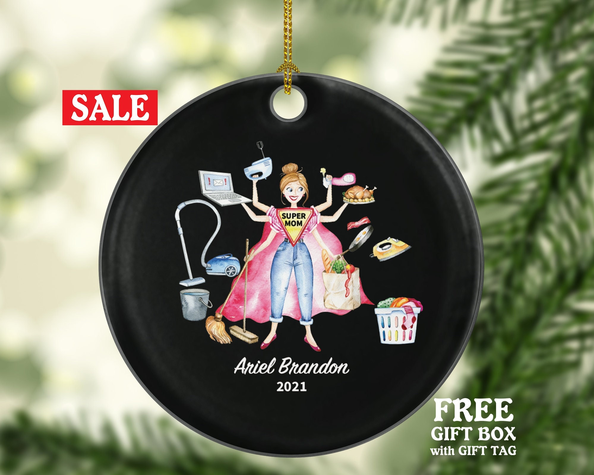 Make It A Triple #Tripletmom- Engraved Wooden Funny Christmas Ornament  Charm, Funny Christmas Gift For Mom, Funny Holiday Ornament For Mom – 3C  Etching LTD