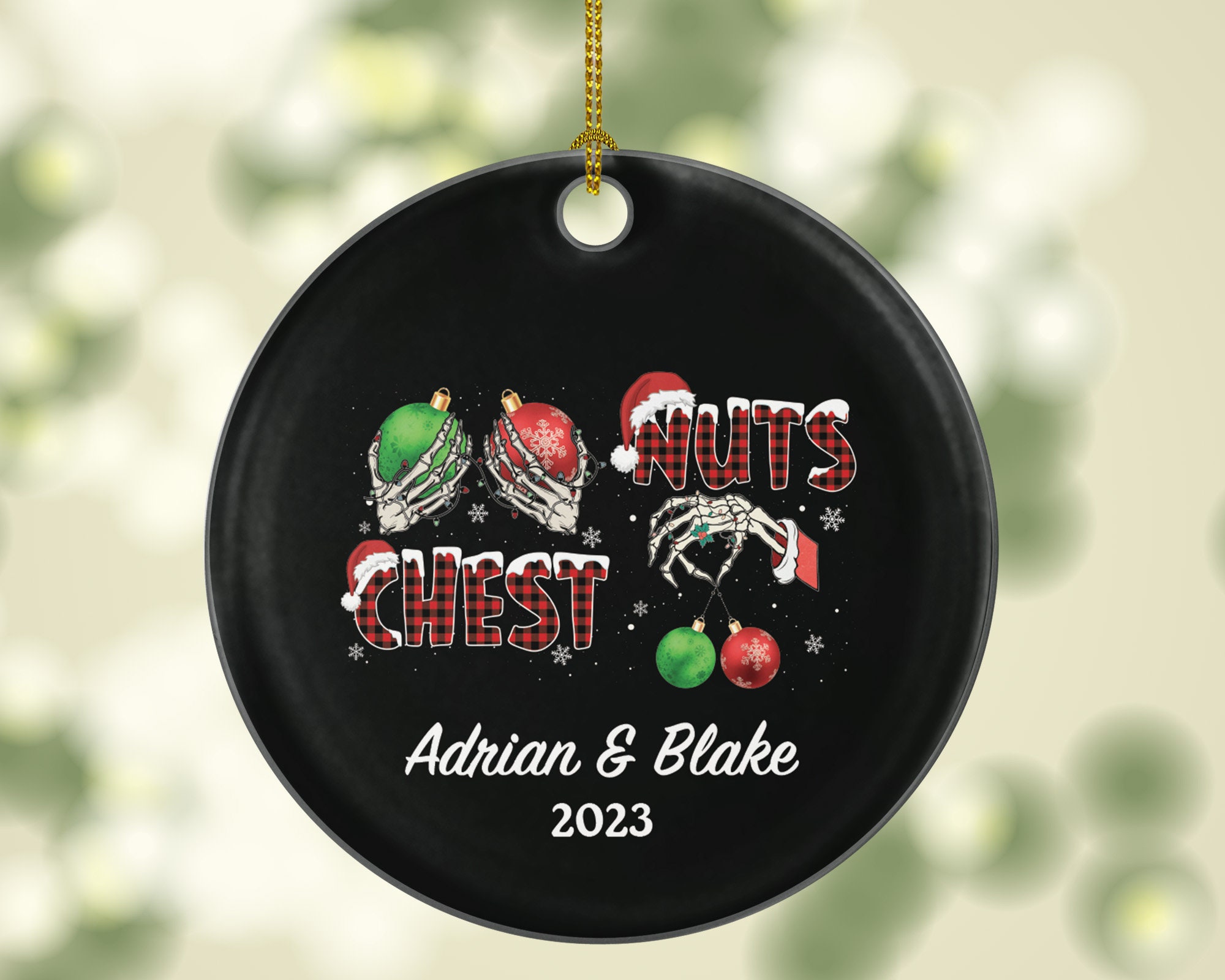 Funny Christmas Couples Tees Chest Nuts Roasting PJs Bibs Sold By