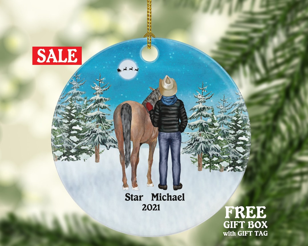 Riding a Horse Rider Christmas Ornament Personalized | Custom Names ...
