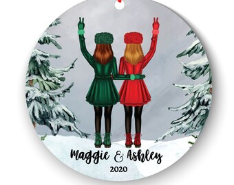 Snow Friends/sisters - 4 - Personalized Christmas Ornaments