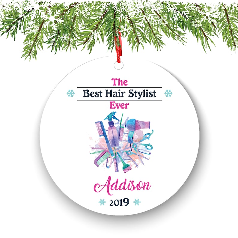 Hair Salon Personalized Christmas Ornament Beauty Salon Beautician Colorist Stylist Personalized Name and Message